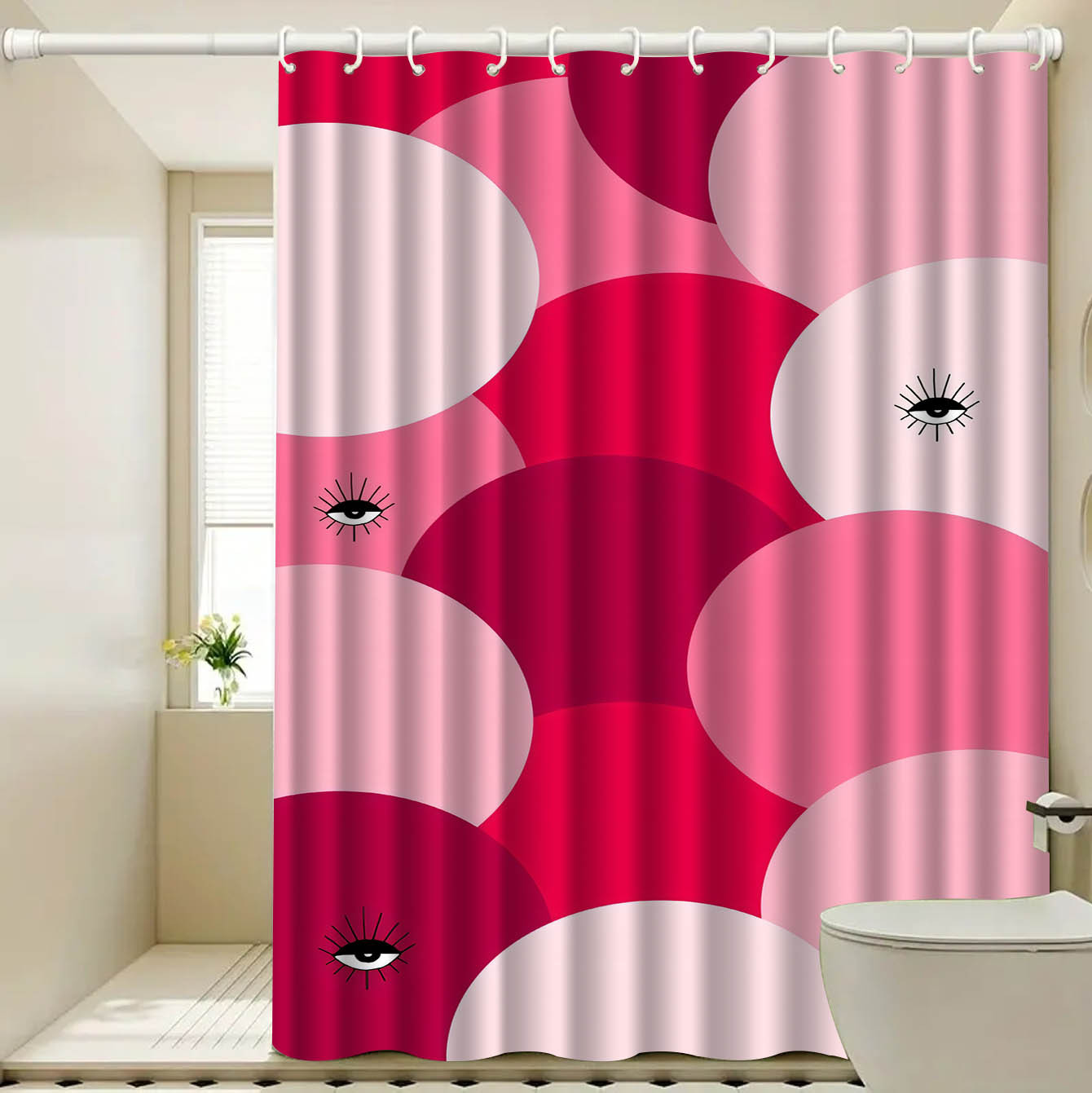 Bathroom Partition Curtain Folding Shower Curtain suit Hole-free Invisible Waterproof Cloth Bathroom Shower Dry and Wet Separating Curtain
