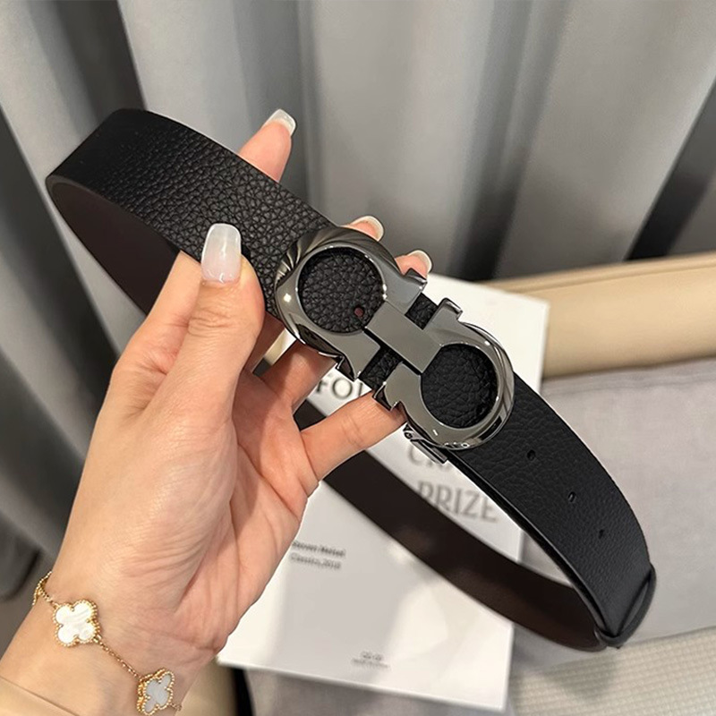Double-sided leather copper casual high quality belt
