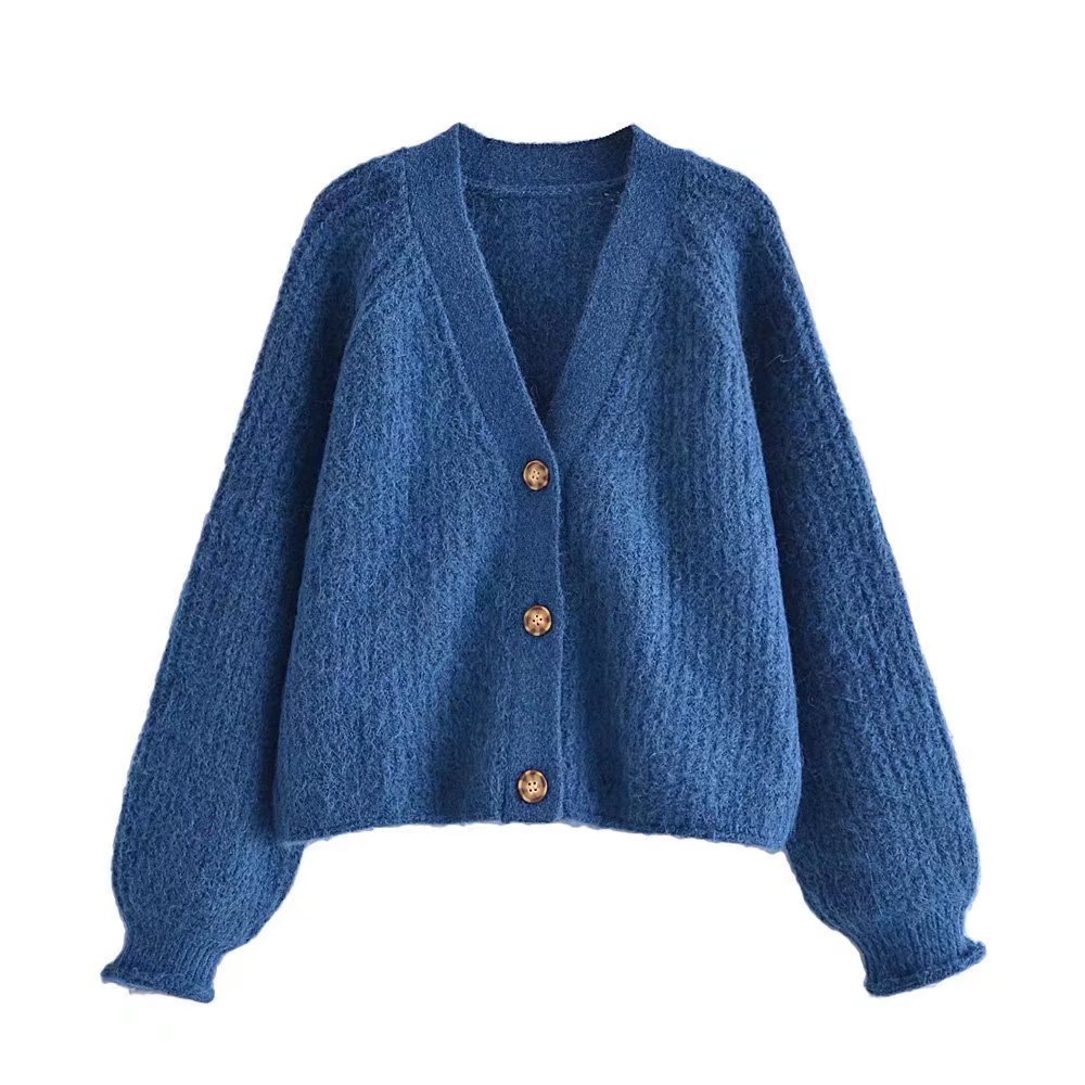 Solid Color Stitch Sweater Cardigan NSLQS101317