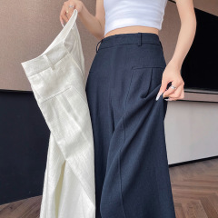 感冰丝棉麻阔腿裤女夏薄款天丝亚麻山本裤高腰垂感直筒西装裤人棉