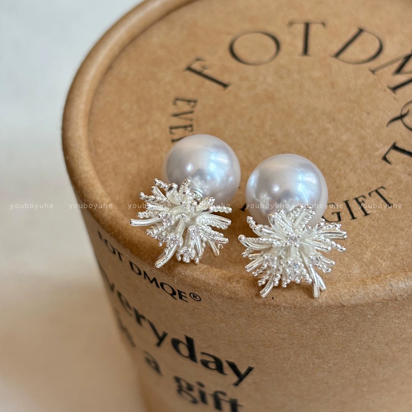 11#Fireworks pearl earrings two-wear style