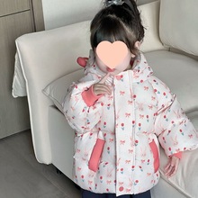 女童棉服加绒加厚女宝宝卡通外套中小童保暖棉衣女