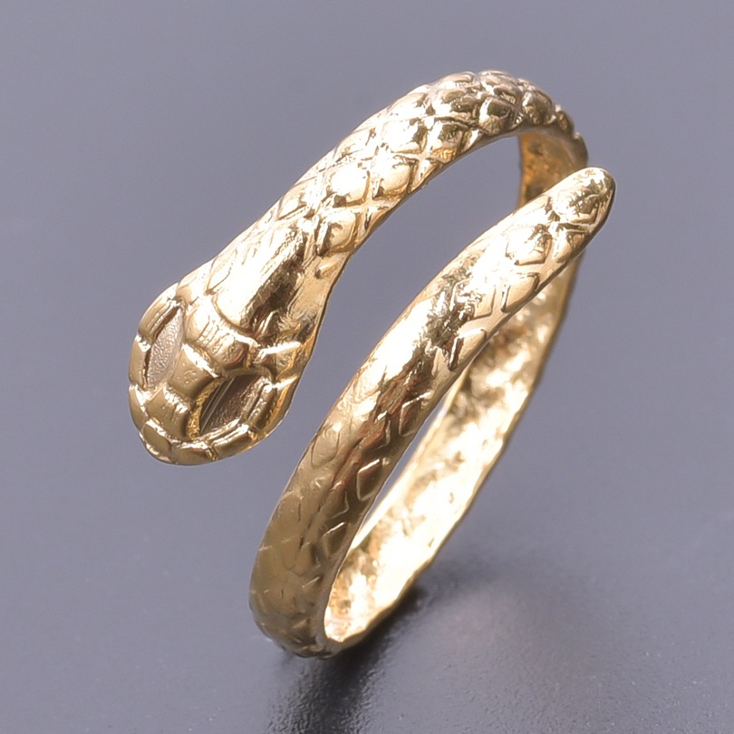 Wholesale 1 Piece Retro Snake Stainless Steel Open Ring display picture 3