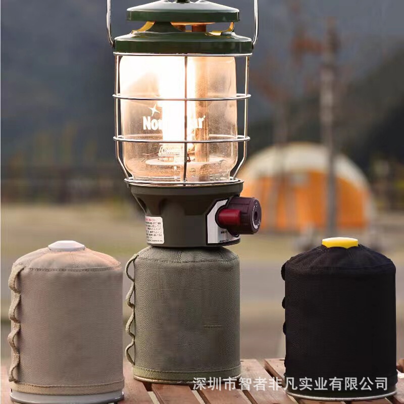 Japanese and Korean Outdoor Camping Portable Canvas Gas Tank Cosmetics Bag Gas Tank Lamp Storage Protective Cover