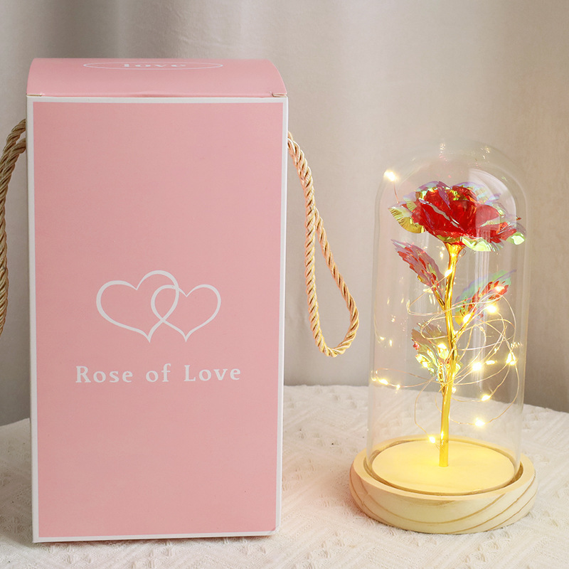 Red rose (wooden base) + free battery + can write greeting card on behalf of you