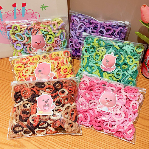 Children's skin-colored elastic hair tie, non-irritating, bag-style fringed hair tie for girls, hair tying, hair rope for little girls, thumb-sized small hair tie