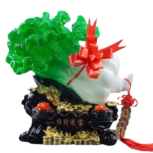 Wishful Wealth Resin Crafts Jade Cabbage Ornaments Lucky Home Living Room Decoration Opening Business Gift Wholesale