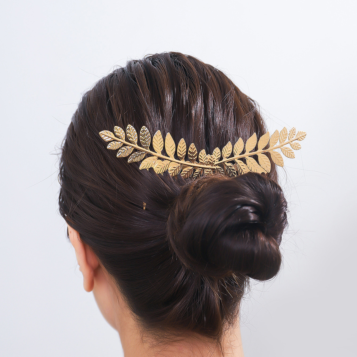 Peine de pelo de hoja de novia europea y americana, tocado de hoja de oro barroco, placa de boda, decoración del cabello, accesorios para damas, horquilla