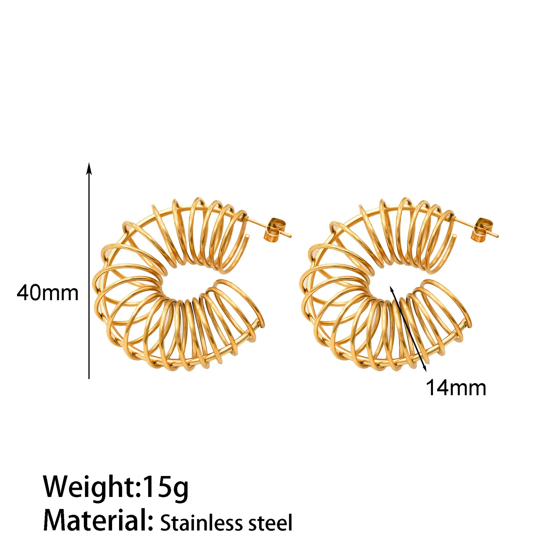 12g Weight Titanium Steel Ear Needle Material 18K Gold Plated Plating Material Ear Studs Classification 1 Pair Quantity Holiday, Daily Occasion Titanium Steel Material C Shape Pattern Women's Gender Exaggerated, Simple Style Style 1 Pair Exaggerated Simple Style C Shape Titanium Steel 18K Gold Plated Ear Studs 无