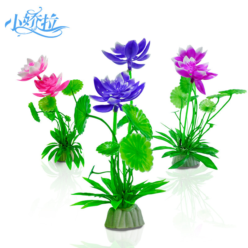 Simulación al por mayor pequeño loto acuario planta de paisajismo plástico nenúfar falso loto pecera decoración decoración