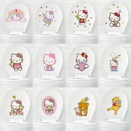Toilet stickers cute cartoon stickers wall stickers home decorations window stickers moisture-proof wall wall refrigerator stickers