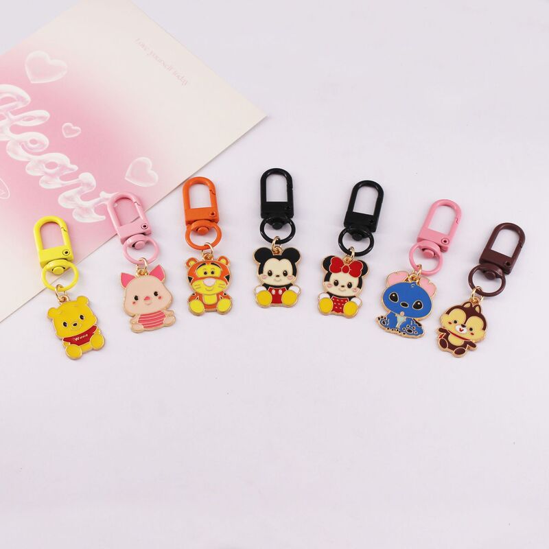 Cartoon Cute Pooh Piglet Tigger Alloy Keychain Couple Pendant as a Gift for Friends Student School Bag Hanging
