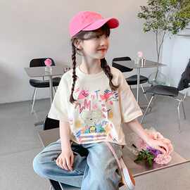 童装女童短袖t恤夏装2026新款儿童夏款中大童女孩百搭上衣夏季潮t