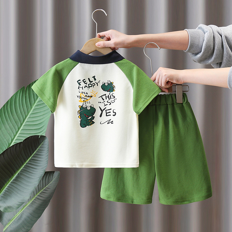 7165 traje de verano para niños 2025 nuevos pantalones cortos de manga corta de verano para niños