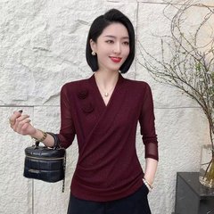 代発生放送で起爆した2025春の新型ファッションバラの花の弾力性ネット糸のシャツの上着