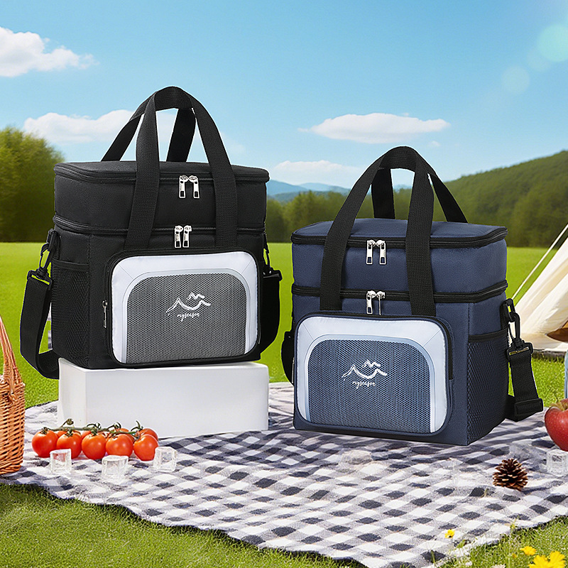 Bolsa de almuerzo de doble capa portátil bolsa de aislamiento térmico bolsa de picnic al aire libre bolsa de almuerzo transfronteriza para trabajadores de oficina con bolsa de comida