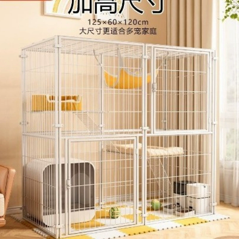 Клетка для кошек большая, многосекционная 60–140×60–60–120 см, многоуровневая с площадкой, лестницей и крышей
