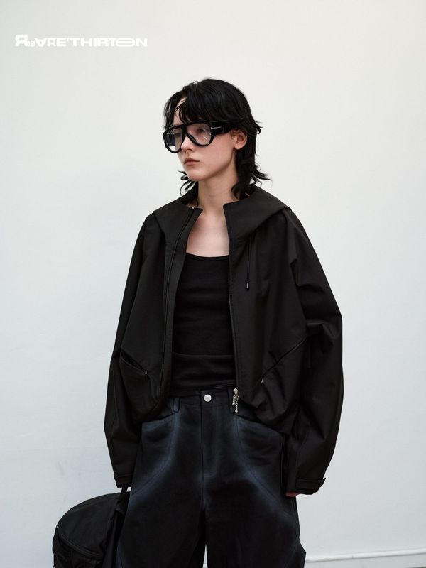 十三行R13新款夹克时髦廓形显瘦连帽高领短款风衣外套女2025AW|undefined