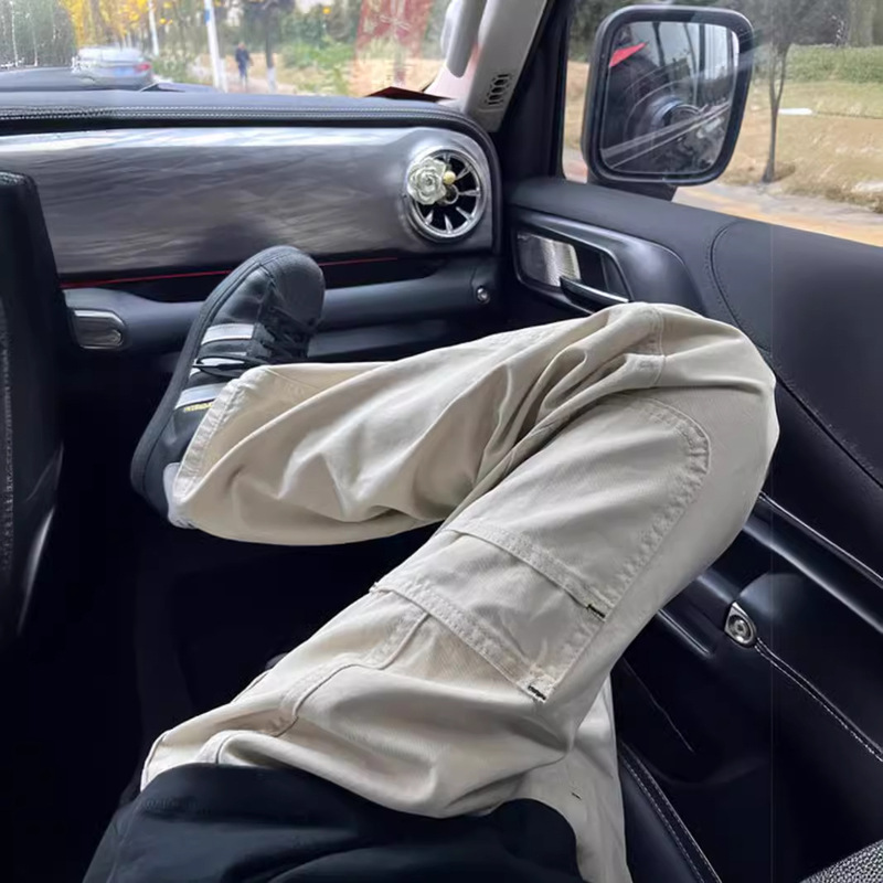 khaki Logging Crane Pants Men's Summer American Vibe Straight Pants cleanfit Slim Thin Casual Pants