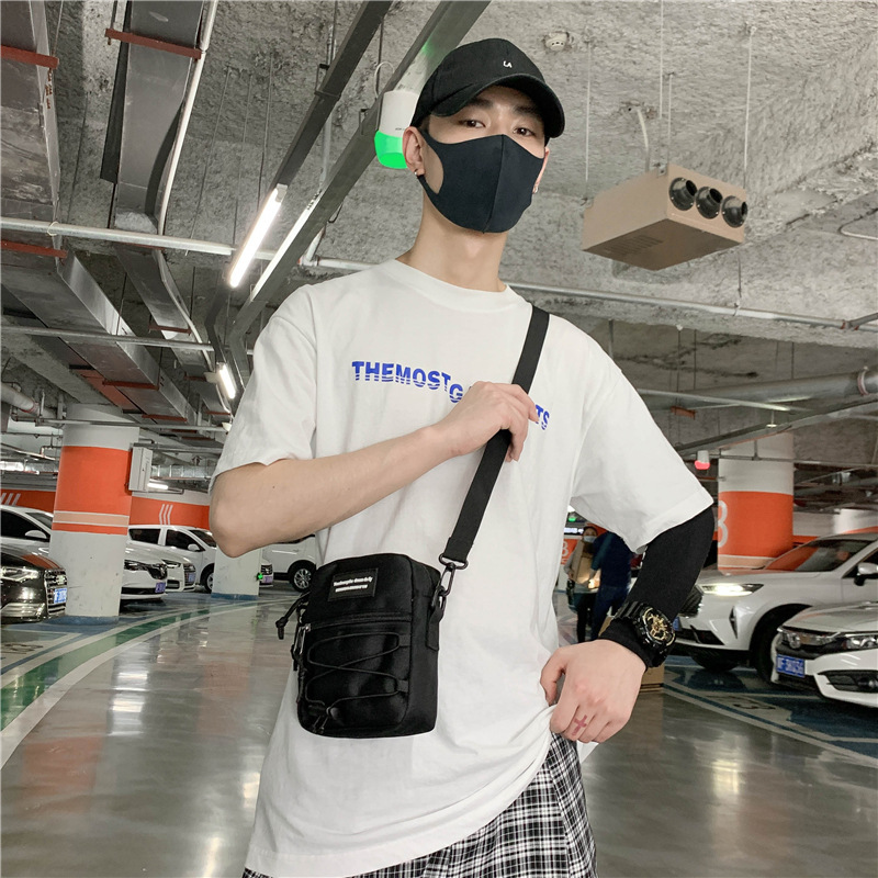 67g Weight Zipper Closure Type Single Shoulder Strap Strap Type Crossbody Bag Bags Type Nylon Material Letter Pattern Streetwear Style Square Shape Khaki, Light Grey, White, Black Color Small Size Small Nylon Letter Streetwear Square Zipper Crossbody Bag 49
