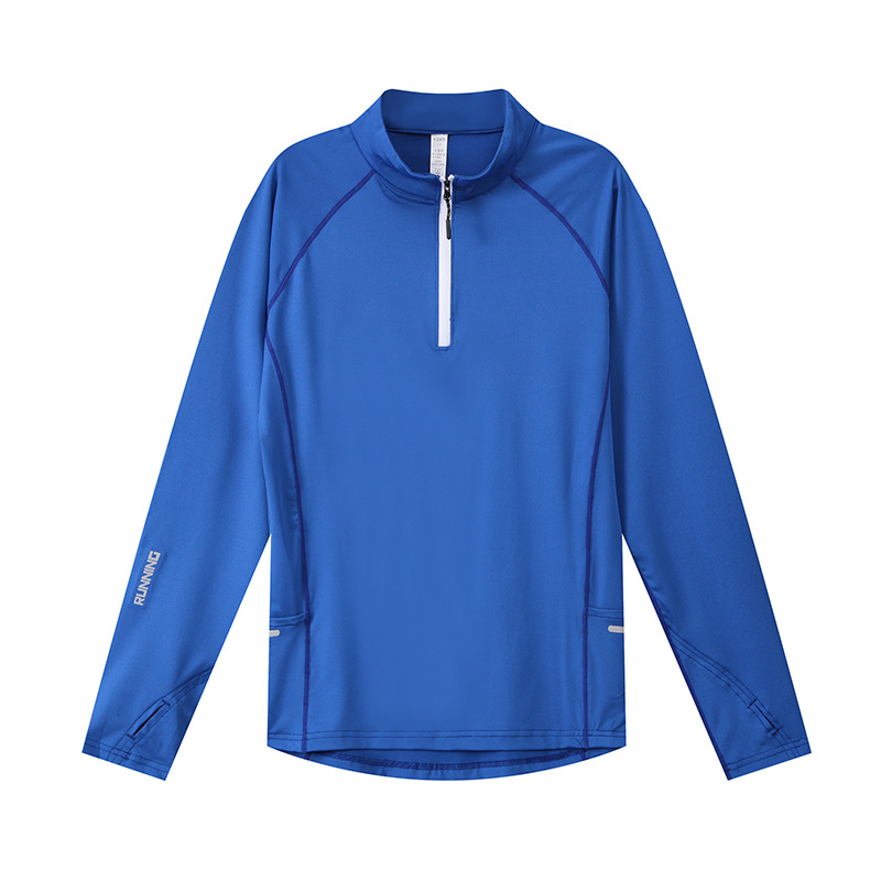 Otoño e invierno al aire libre de los hombres y las mujeres del collar del soporte media cremallera de secado rápido ropa de manga larga Club adulto ropa de tenis en stock impreso