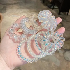 電話線ヘアゴムins風高颜値カラー無痕高級感ヘッドロープ高弾力ファッション