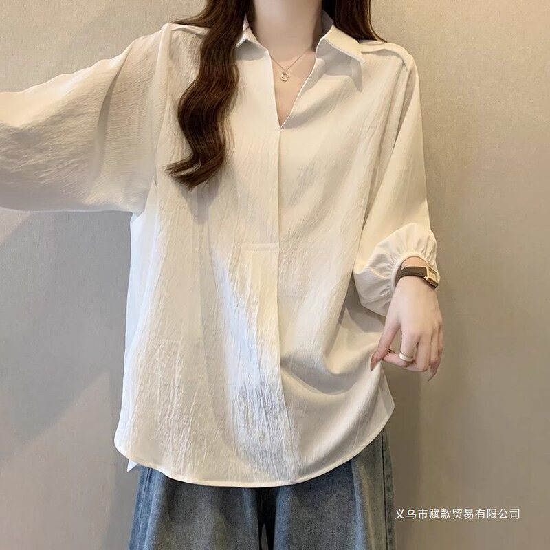 Spring Large-Size Hong Kong-Style White Three-Quarter Sleeve Slimming Shirt, Loose-Fitting Thin Jacket, Uv Protection Shirt Spring Large-Size Hong Kong-Style White Three-Quarter Sleeve Slimming Shirt, Loose-Fitting Thin Jacket, Uv Protection Shirt