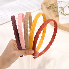 Satin braided ribbon-shaped women's headband candy color with teeth women's hair tie simple and fashionable hair clip