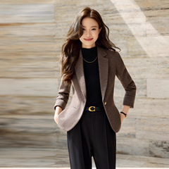 咖色小西装女2025秋冬季新款长袖职业正装韩版短款修身小西服外套