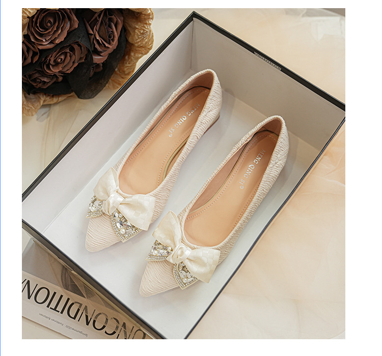 Damslippers med spetsig tå mångsidiga platta pumps_voghion.com