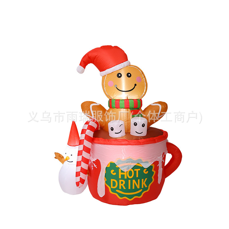 Navidad transfronteriza inflable pan de jengibre hombre taza de menú modelo de aire para el hogar jardín patio decoración al aire libre fábrica directa
