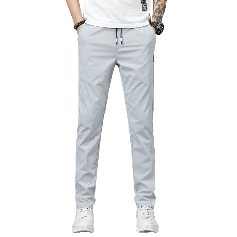 Quick dry silk breathable summer thin comfortable elastic trousers