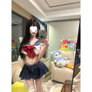 Jk Uniform Sexy Internet Celebrity College Style Navy Collar Ultra-Short Skirt Japanese Pleated Skirt High-Value Sailor Suit Set