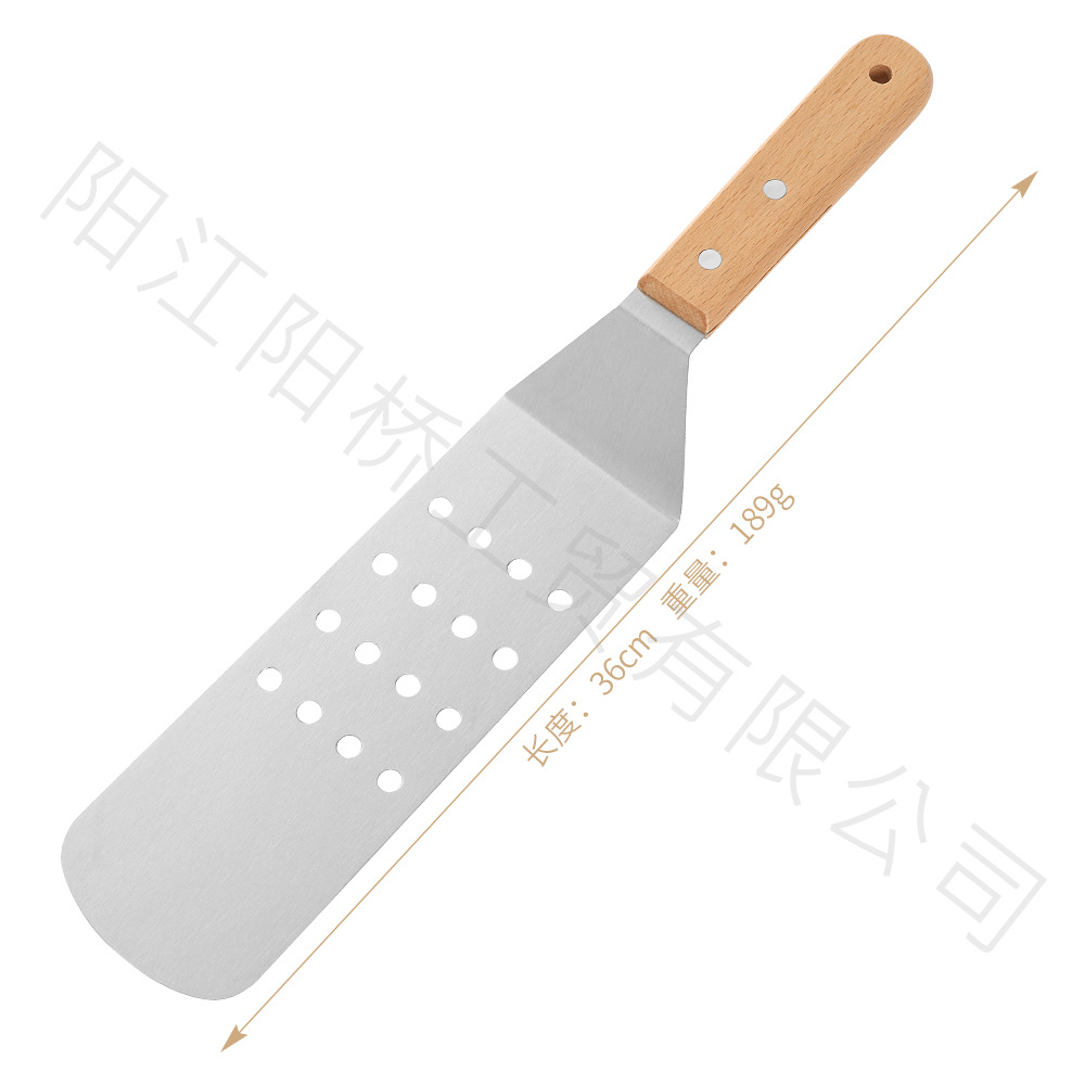 Amazon Hot sale acero inoxidable parrilla herramienta set al aire libre barbecue hierro guisado mango de madera cocinar combinación de cocina de grasa