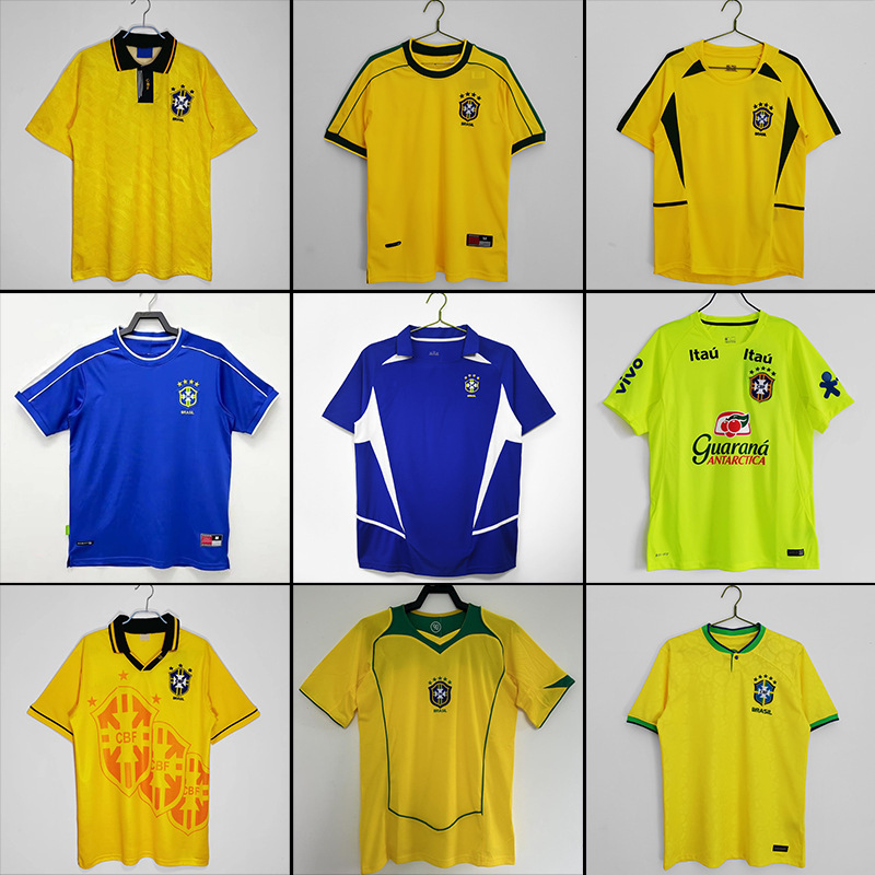 1998-2002-2004 Camiseta retro brasileña Camiseta de fútbol en casa
