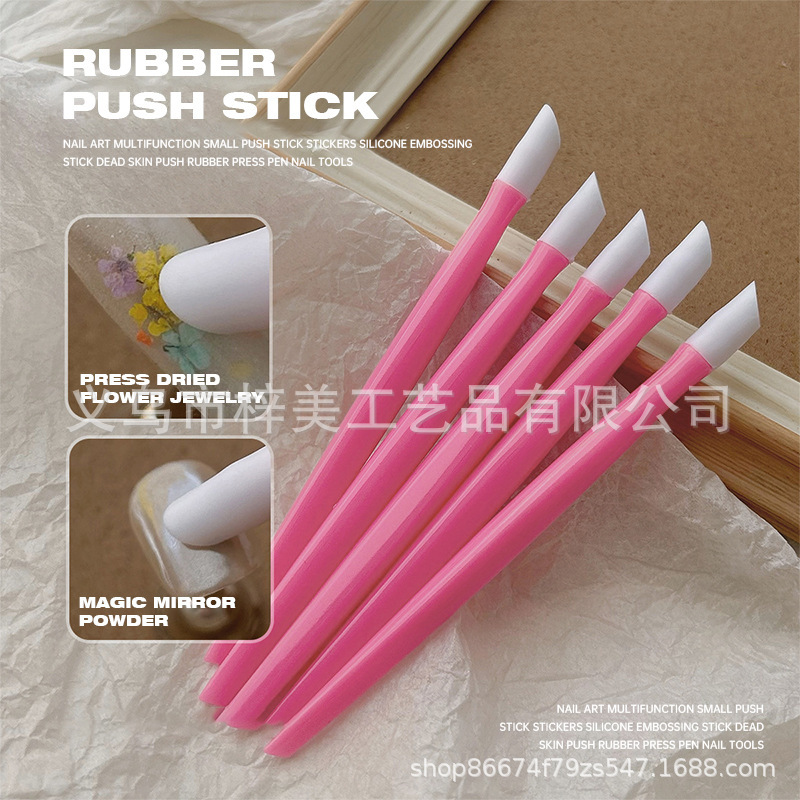Japanese Nail Art Rubber Press Rod Double Head Available Sticker Press Pen Rod Push Dead Skin Nail Tool Embossing Rod