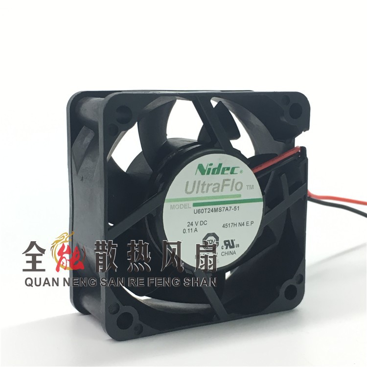 原装日本NIDEC U60T24MS7A7-51 6025 6CM 24V 0.11A 静音变频风扇