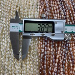 3~4mm強光 高亮 米珠 天然淡水珍珠 半成品裸珠DIY項鍊手鍊配件