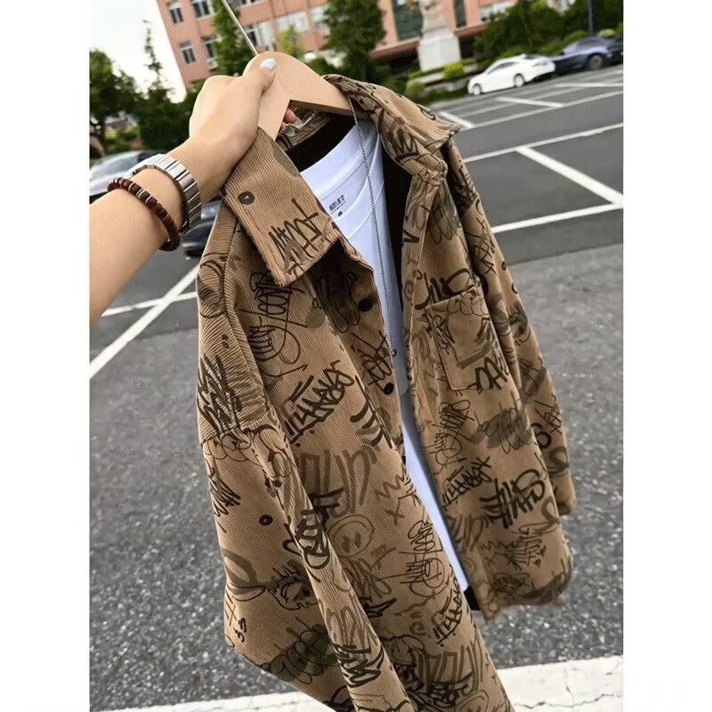 Fashionable and Unique Printed Casual Long-Sleeve Shirt for Men, 2026 Spring New Trend Versatile Loose Shirt Jacket