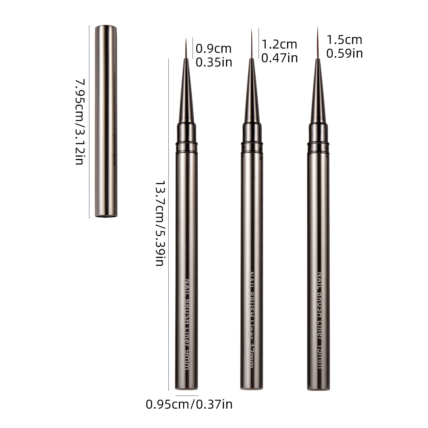 12 piezas varilla de metal cepillo de uñas traje fino pelo dibujo pluma tubo de cobre fototerapia pintura pluma línea dibujo flor herramienta