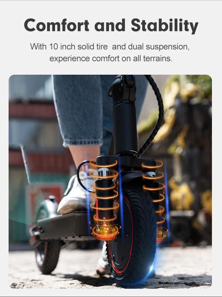 Patinete eléctrico Manke MK08510 pulgadas 36V350W con amortiguador en la horquilla delantera y batería de larga duración para desplazamientos.