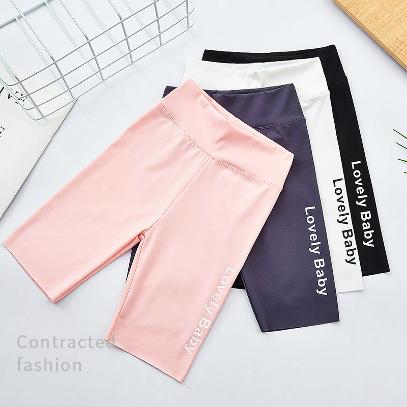 Pantalones de tiburón de cinco puntos para niñas pantalones de yoga de desgaste exterior de cintura alta delgada de verano para niños medianos y grandes leggings Barbie para niños pantalones cortos