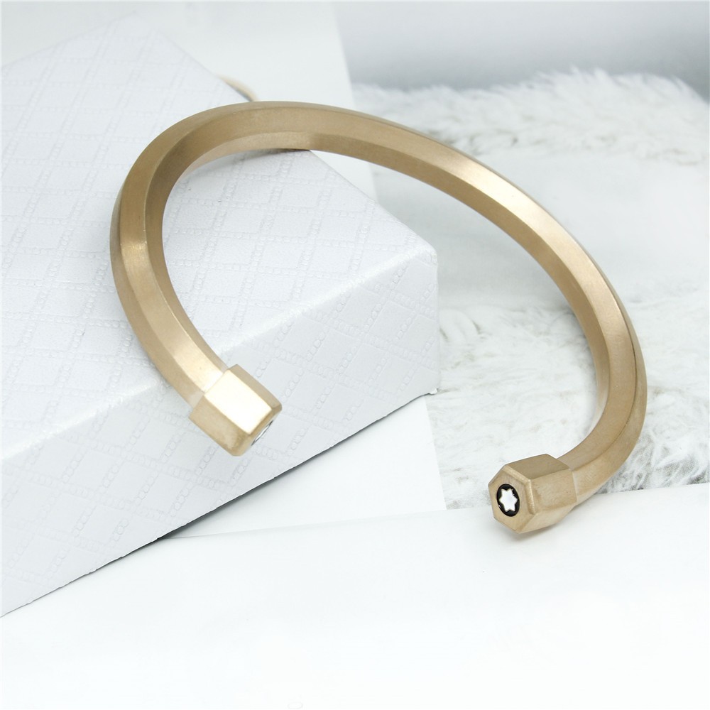 Hexagonal stainless titanium steel bracelet, Japanese and Korean creative minimalist open bracelet_voghion.com