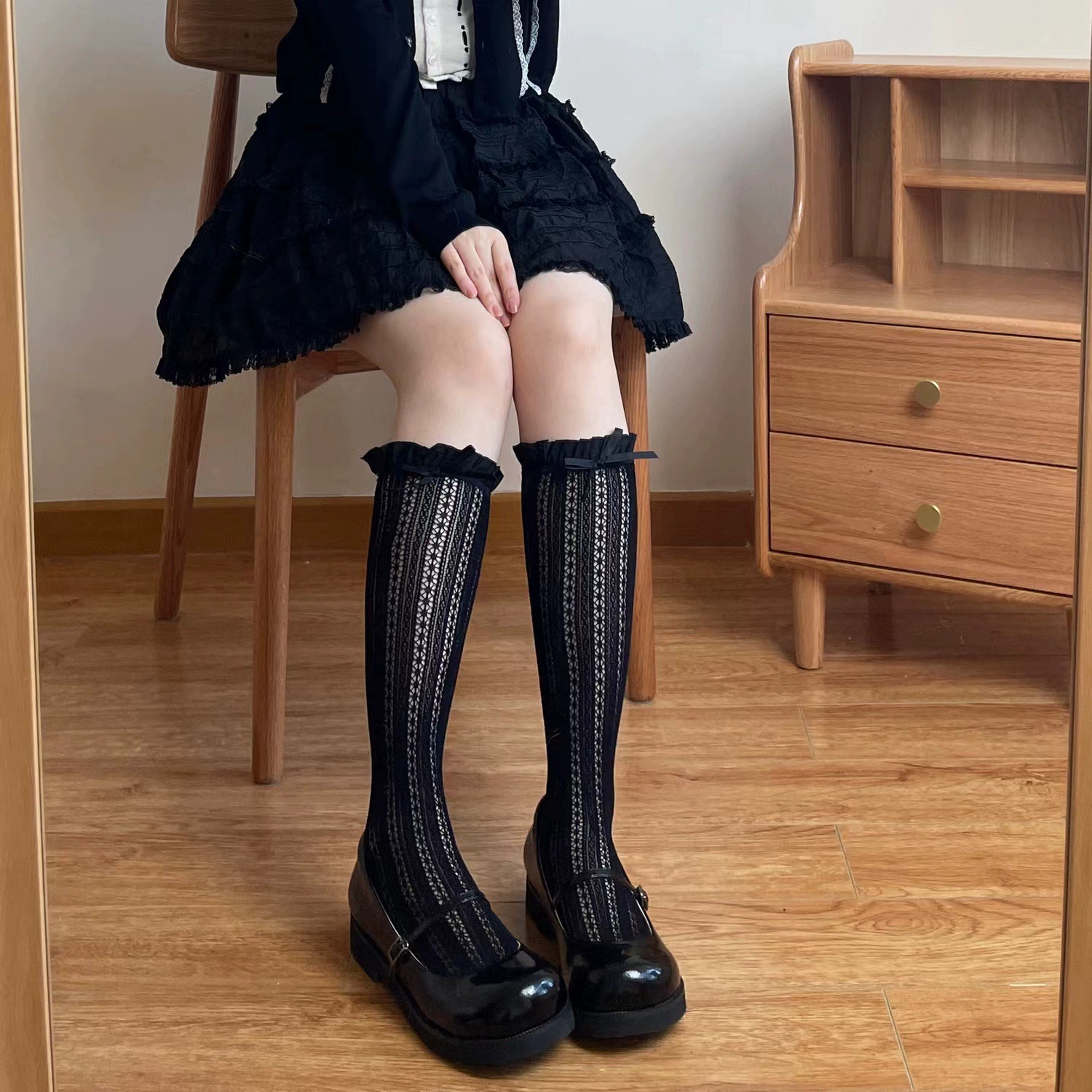 Knee Socks (Tide) Lace Thin Breathable, Mid-Length, One Size — Multiple Styles