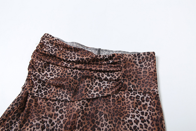 Spring Sexy Waist Trimming Contrast Color Sleeveless Leotard High Waist Leopard Print Trousers Two Piece Sets