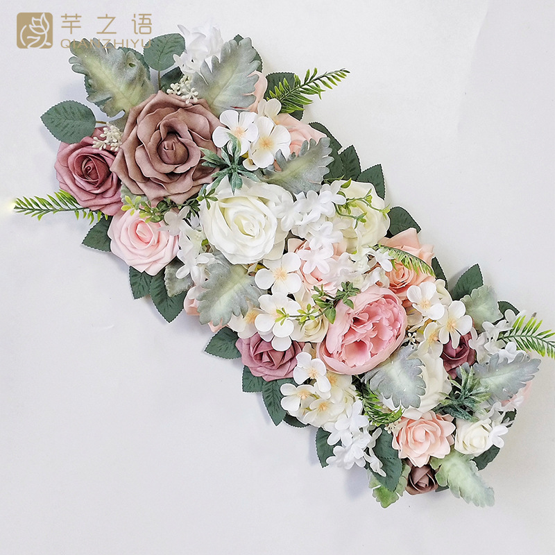 Amazon boda celebración simulación flor decorativa fila de flores de seda acabado Hotel mesa de comedor flor pared carretera plomo escena diseño