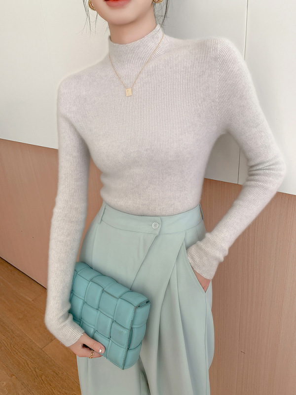 Autumn and winter New half turtleneck cashmere women's tight pullover thick sweater casual sweater knitted bottoming shirt top Autumn and winter New half turtleneck cashmere women's tight pullover thick sweater casual sweater knitted bottoming shirt top