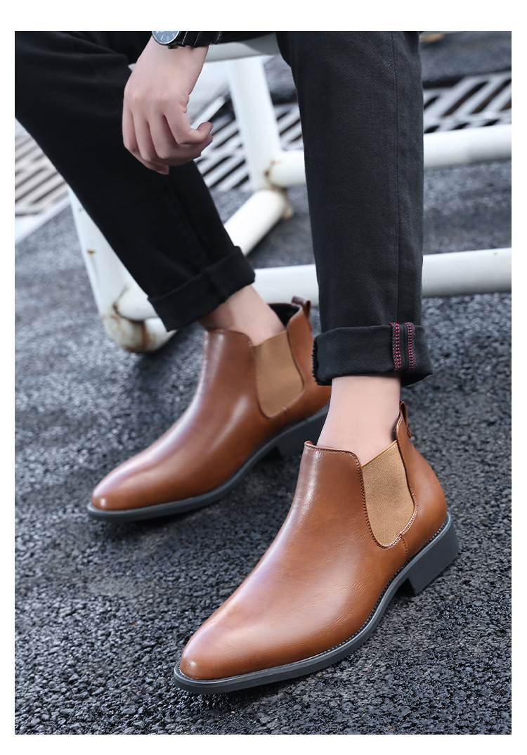 Botas vintage Botas puntiagudas para hombre Botas de piel talla grande_voghion.com