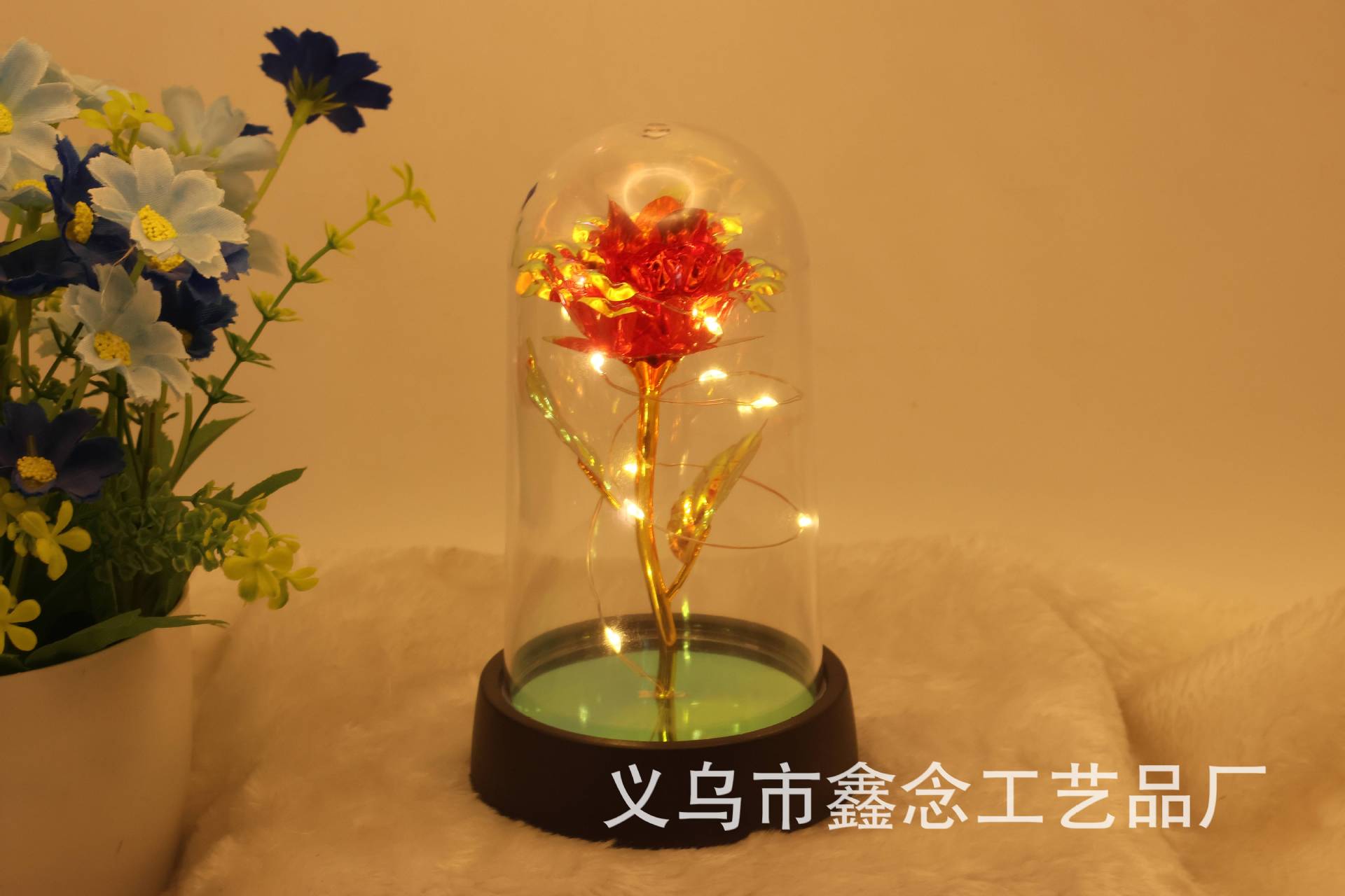 Rosa eterna decorativa con lámina de oro, regalo romántico para San Valentín, cumpleaños o escritorio