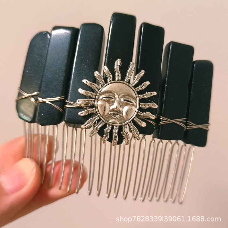 흑요석 실버 라인 실버 머리 빗 실버 스마일